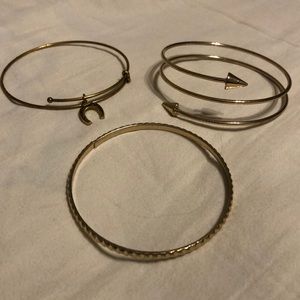 Three gold bracelet set